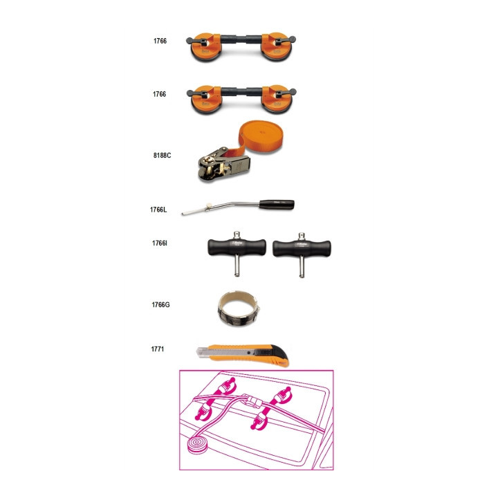 1766/8 -  ASSORTIMENTO 8 UTENSILI x CRISTALLI AUTO