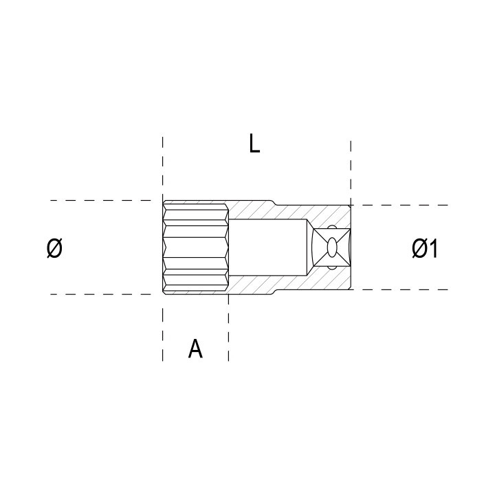 910BL -  BUSSOLA POLIGONALE LUNGA DA 19 mm