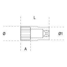 920AL - BUSSOLA ESAGONALE LUNGA 13 mm