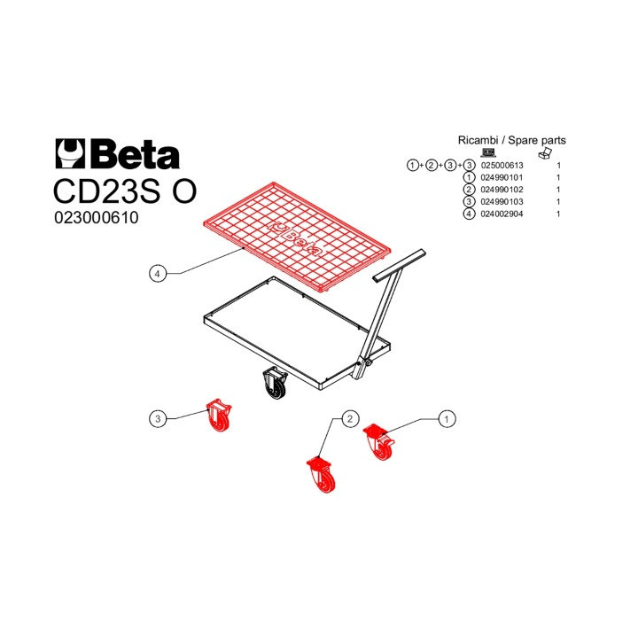 CD23S - CARRELLO "CADDY" PER C22S-C23S 4 RUOTE