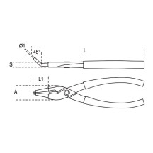 1033-140 mm - PINZA BECCHI PIEGATI 45° (8:12 mm)