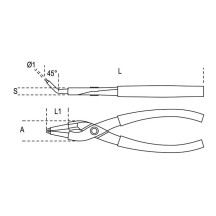 1033-225 (40:100) mm - PINZA BECCHI PIEGATI 45°
