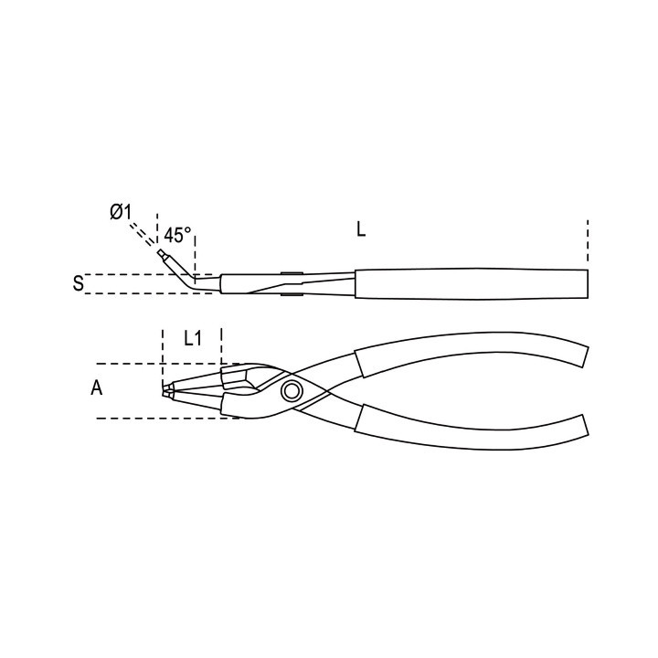1033-225 (40:100) mm - PINZA BECCHI PIEGATI 45°