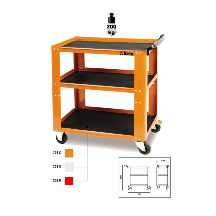 A - C51 R - CARRELLO CON N.3 RIPIANI RICOPERTI