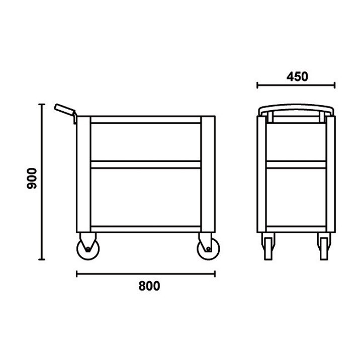 A - C51 R - CARRELLO CON N.3 RIPIANI RICOPERTI