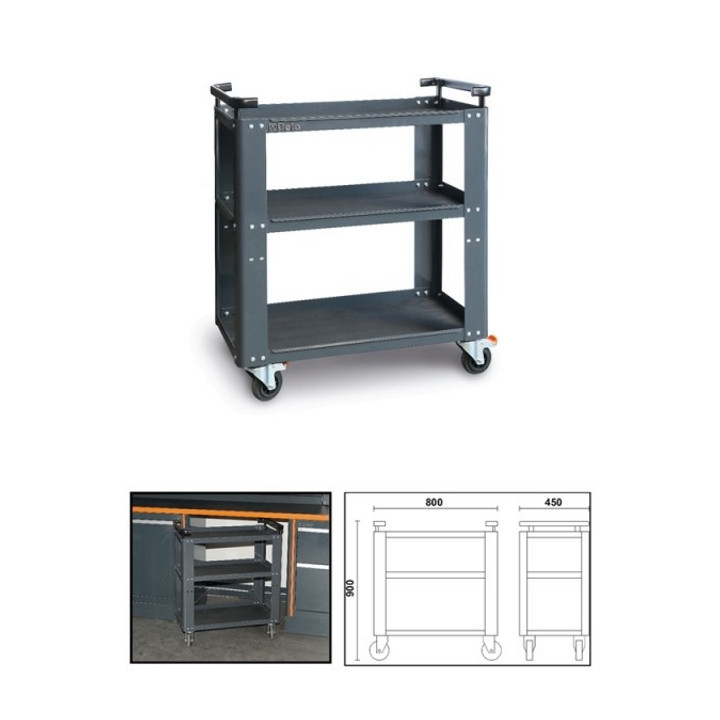 C55T3 - CARRELLO CON 3 RIPIANI RICOPERTI IN GOMMA