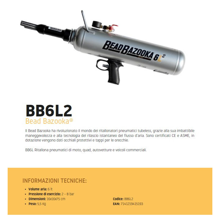 BB6L2- RITALLONATORE "BEAD BAZOOKA" DA 6 LITRI
