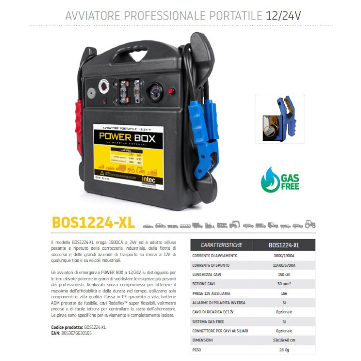 BOS 1224-XL - AVVIATORE PORTATILE 12/24 Volt