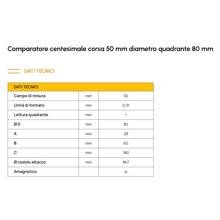 SC50/80S - COMPARATORE CENTESIMALE Ø 80 mm