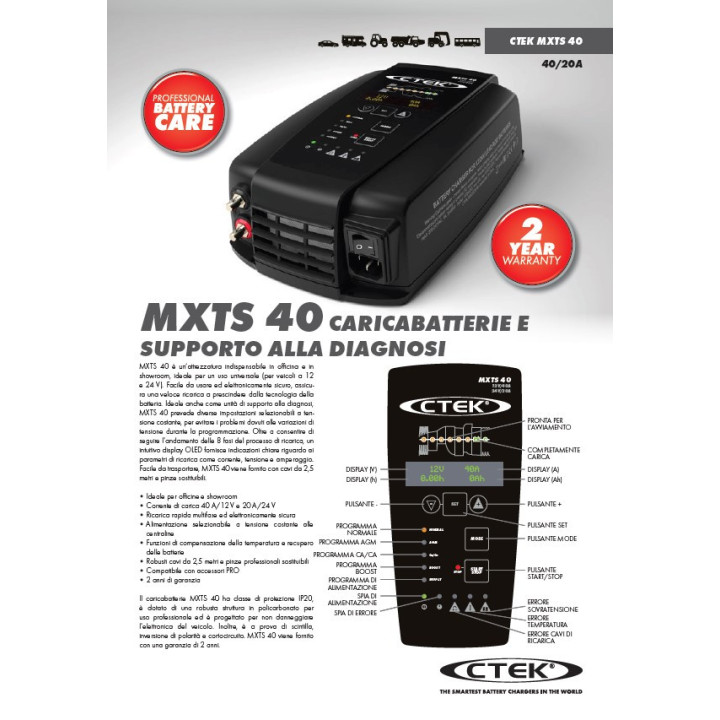 MXTS 40 12/24V - CARICA BATTERIE PROFESS.12/24V