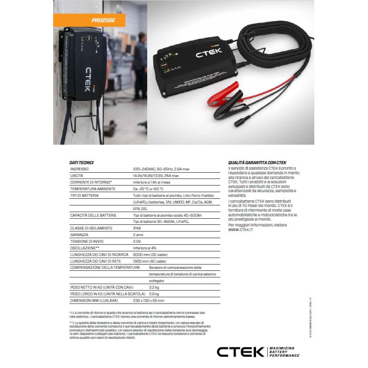 PRO25SE CARICA BATTERIA DA OFFICINA 12V IP 44 -