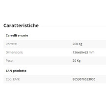 CARRELLO PORTA-RUOTE - PORTATA: 200 Kg