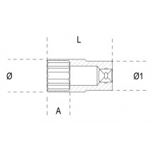 910AL - BUSSOLA ESAGONALE LUNGA 10 mm
