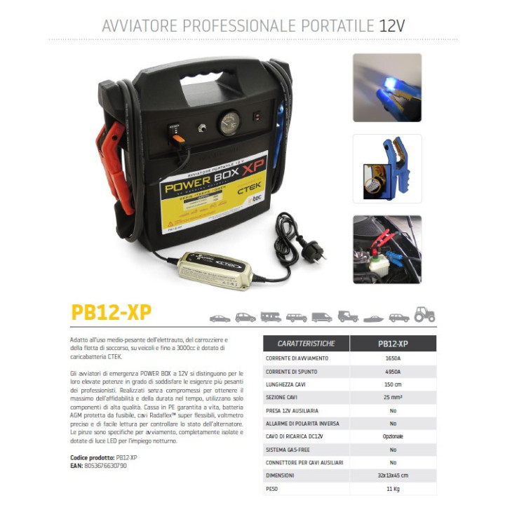 PB12-XP - AVVIATORE PORTATILE PROFESSIONALE 12V