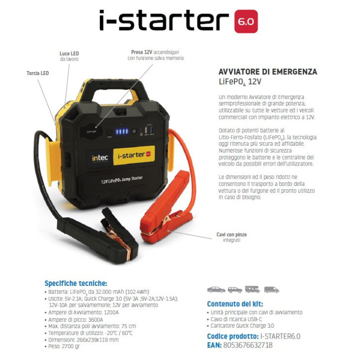 I-STARTER 6.0 - AVVIATORE EMERGENZA 12V