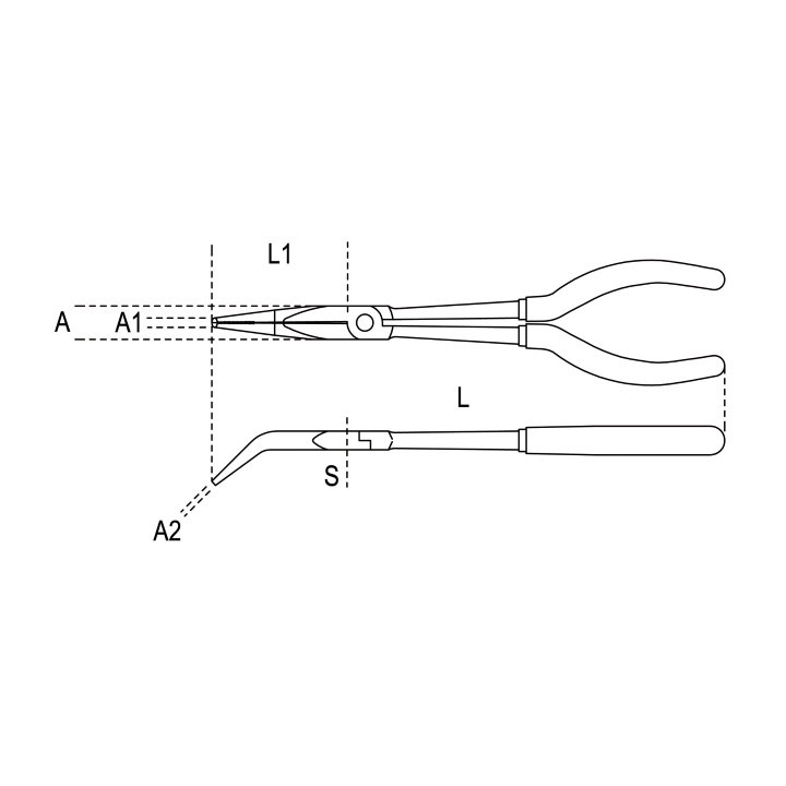 1009L/B -  PINZA L=273 mm A BECCHI MEZZOTONDI